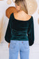 green long sleeve fitted velvet top