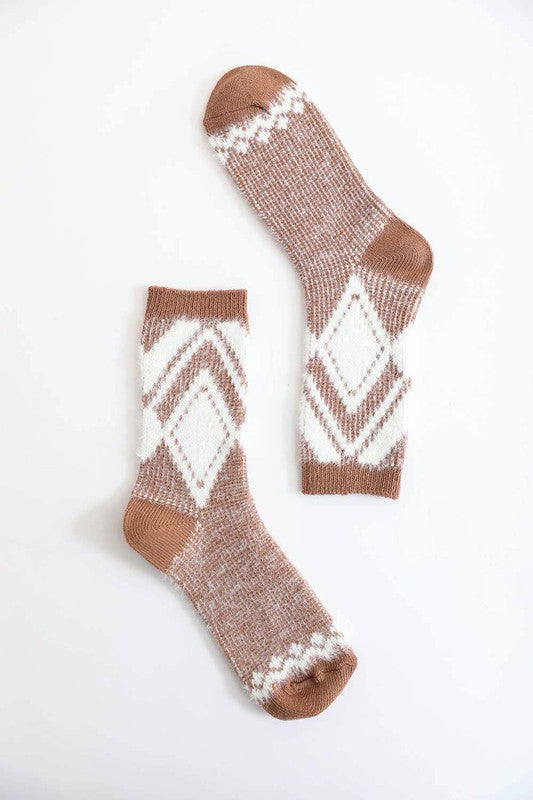 brown soft mohair socks