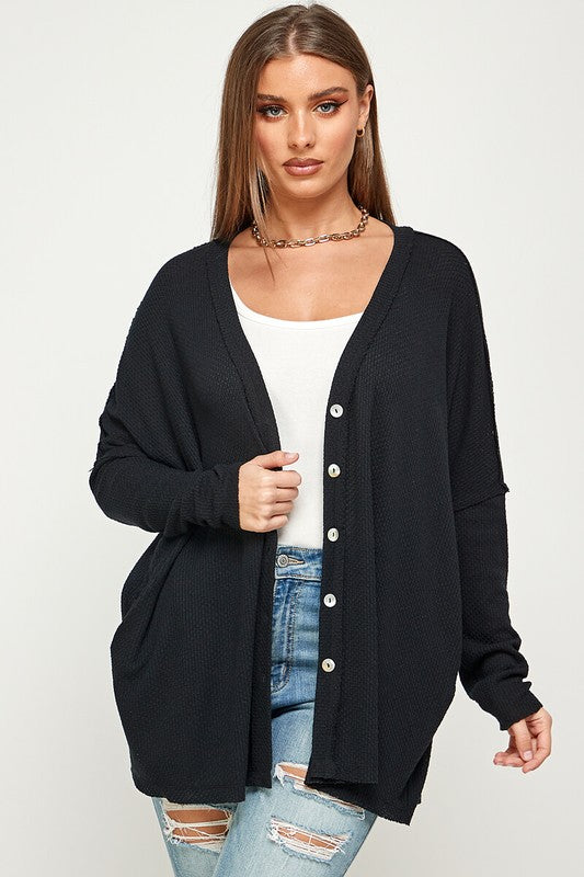 lightweight waffle knit fall cardigan