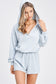 blue hoodie pocket romper