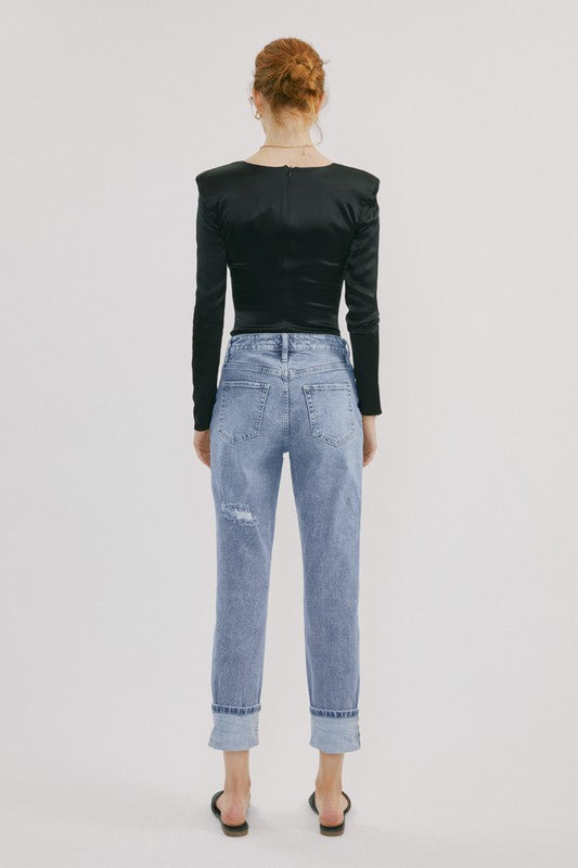 nature denim medium wash high rise relaxed fit jeans