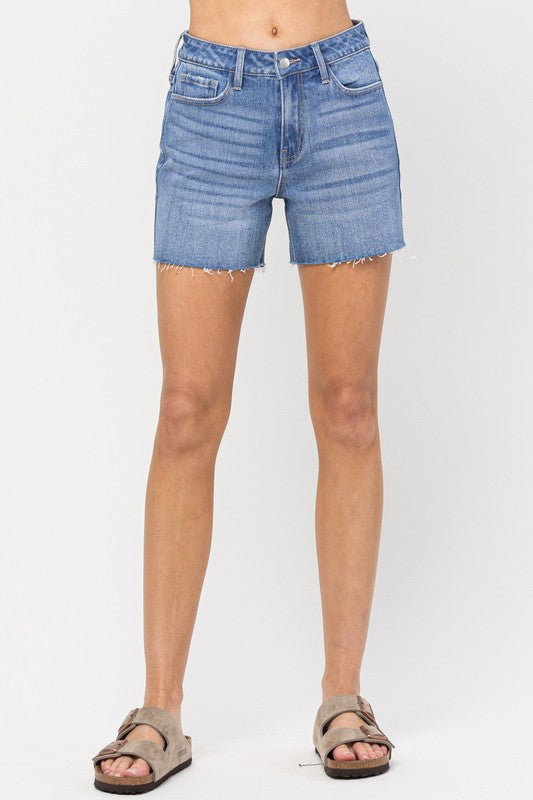 jelly jeans medium wash high rise mom shorts