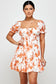 orange and white floral dress