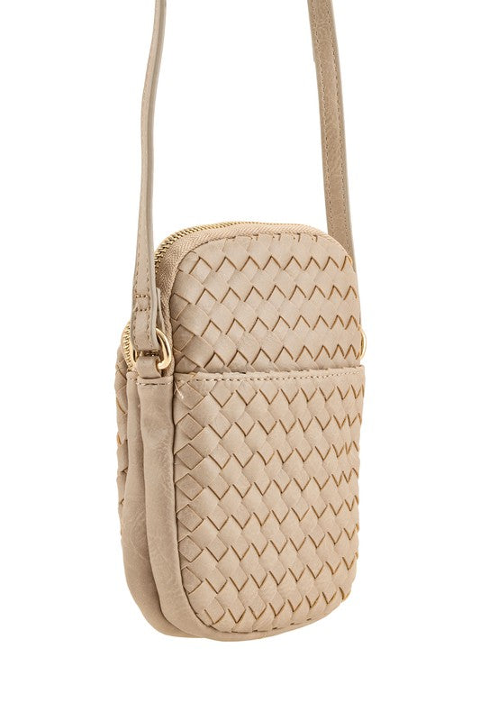 Taupe Faux leather Quilted Crossbody Bag