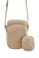 Taupe Faux leather Quilted Crossbody Bag