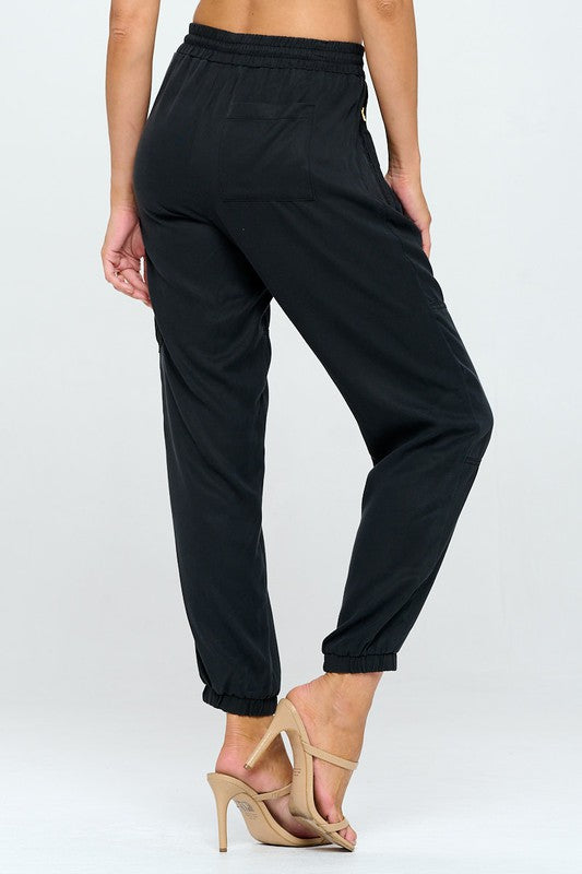 Black Cargo Jogger Pants womens