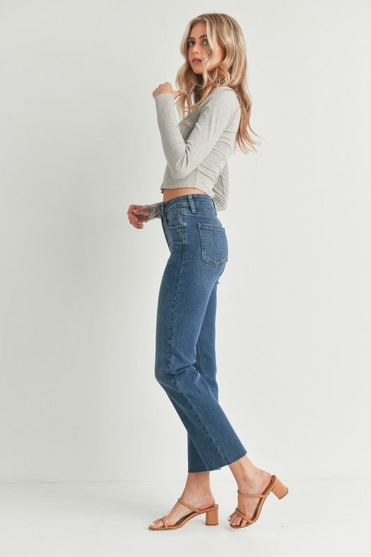 high rise straight leg relaxed fit jeans