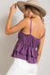 purple spaghetti strap ruffle top