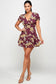 burgundy floral short sleeve dress