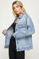 womens oversized distressed denim jacket