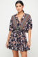 navy floral short kimono sleeve dress
