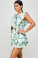 off white and green floral ruffle dress