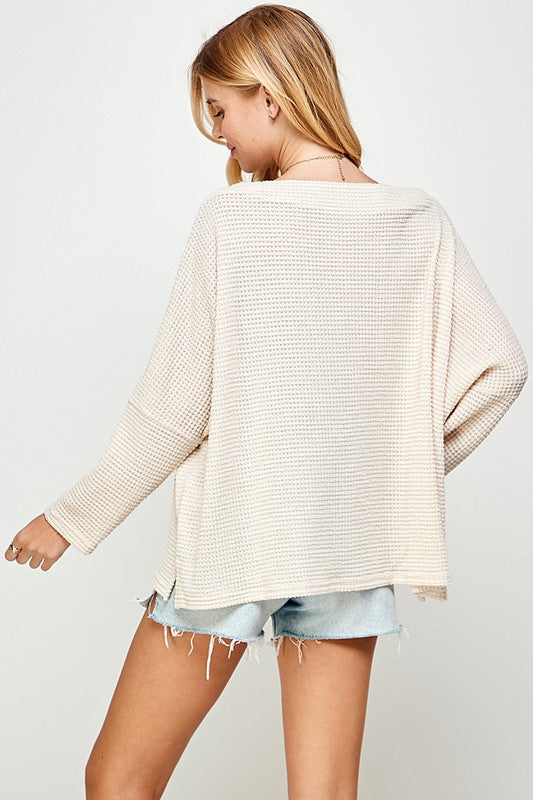 cream flowy long sleeve top