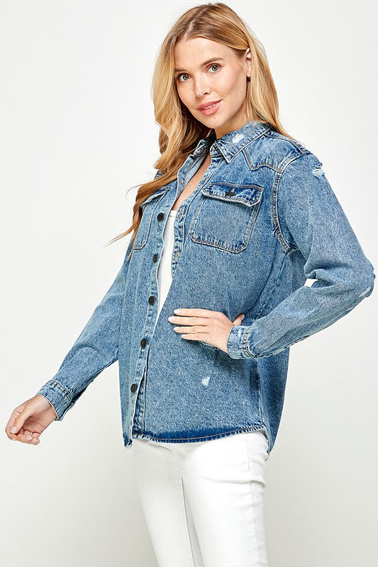 denim shacket for fall