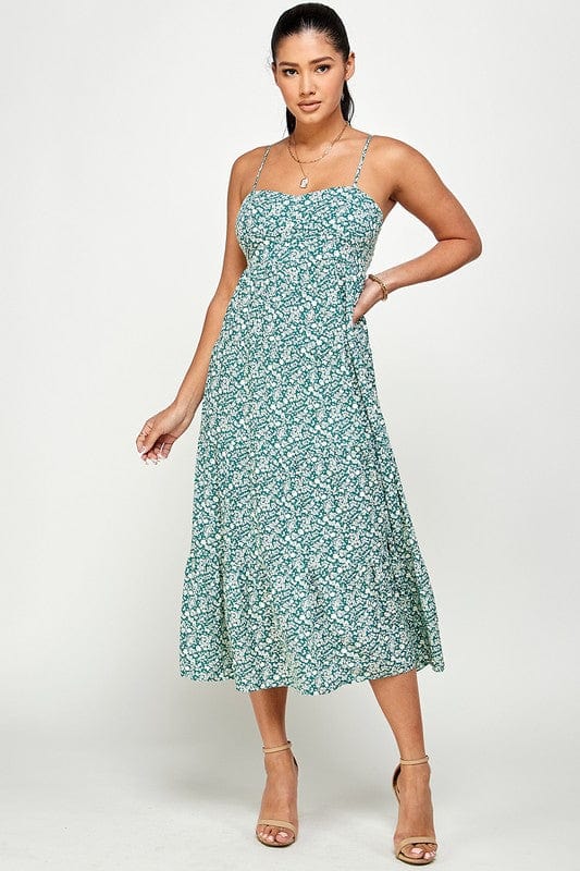 Green Floral Midi Dress