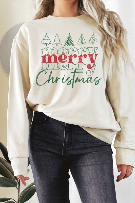 Oatmeal Merry Christmas Sweatshirt