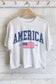 white long crop america flag tee