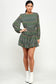 green pattern chiffon printed dress