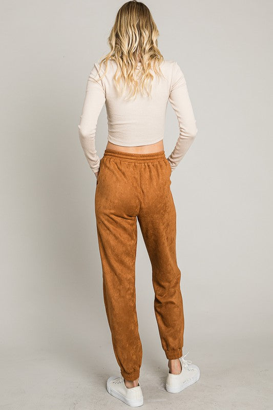 faux suede jogger pants