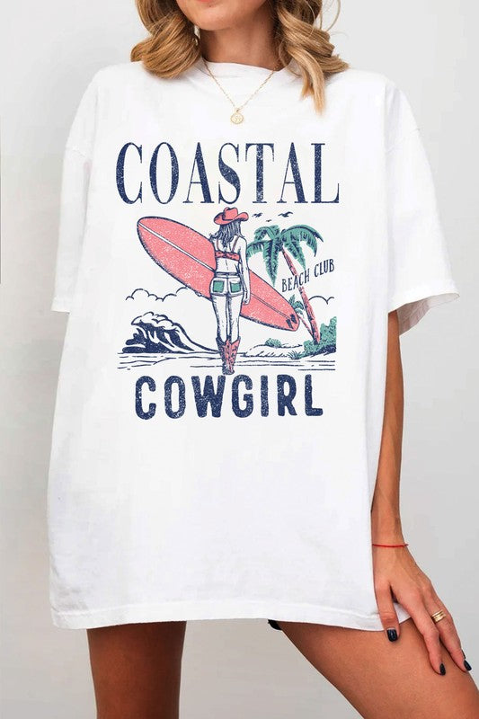 White Coastal Cowgirl Oversized Graphic T-Shirt