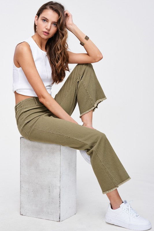 olive crop wide flare pants