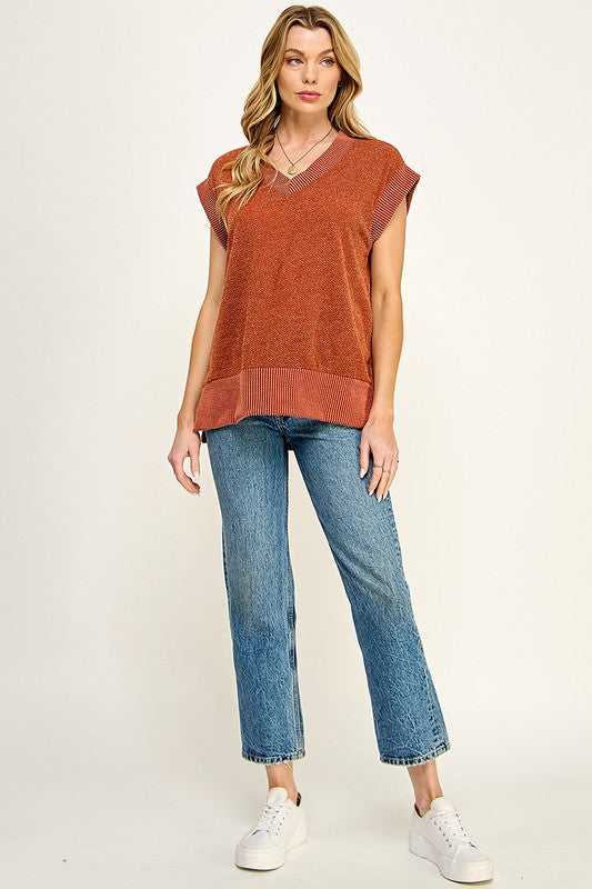 rust sweater vest top