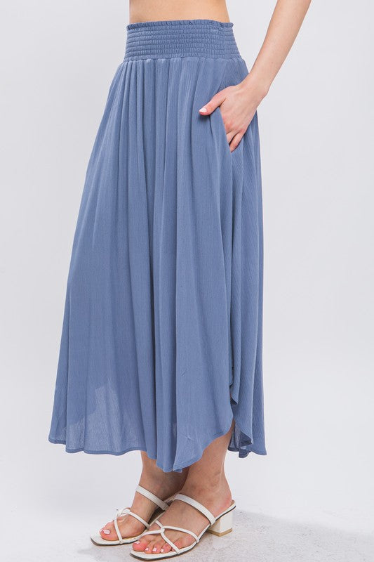 blue pocket maxi skirt