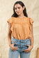 orange flutter sleeve casual top