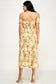 Orange Floral Midi Dress