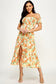 Orange Floral Midi Dress