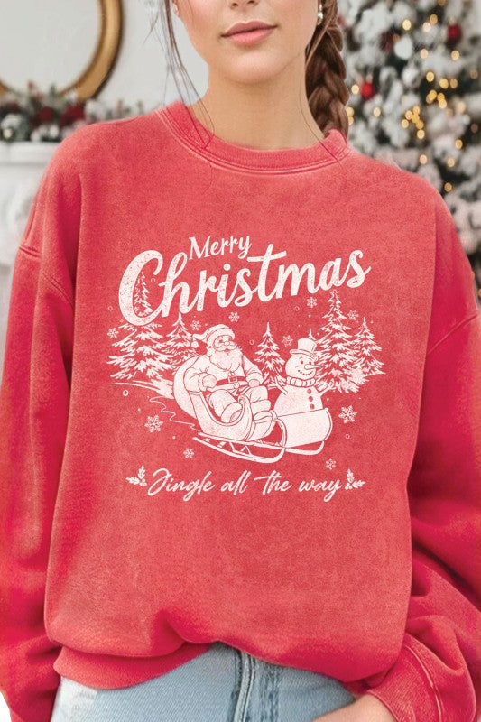 Rustee clothing red Merry Christmas mineral wash sweatshirt