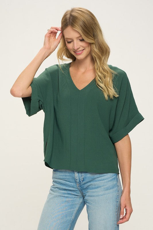 hunter green boxy top