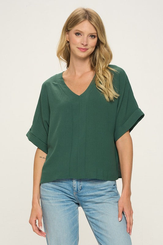 hunter green boxy shirt