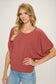 Rust short puff sleeve boxy top