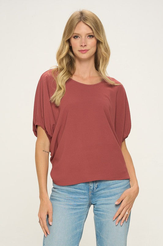 rust short sleeve boxy top