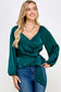 hunter green satin wrap top