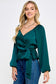 green satin wrap Christmas top