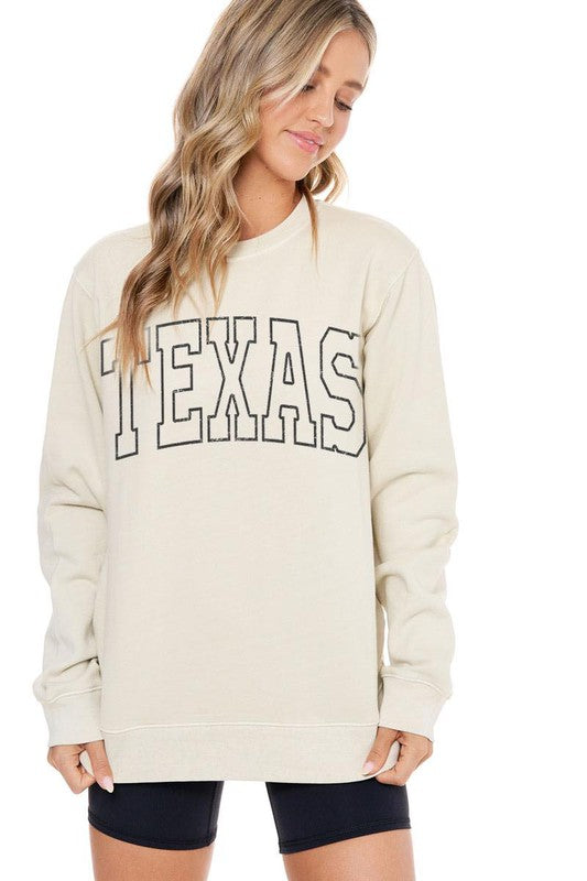 cream oversized mineral wash texas sweatshirt