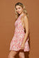 pink floral halter neck short dress