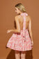 Pink Floral Halter Short Dress