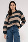 hunter green and mocha striped boxy sweater