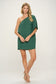 hunter green one shoulder loose fit knee length dress