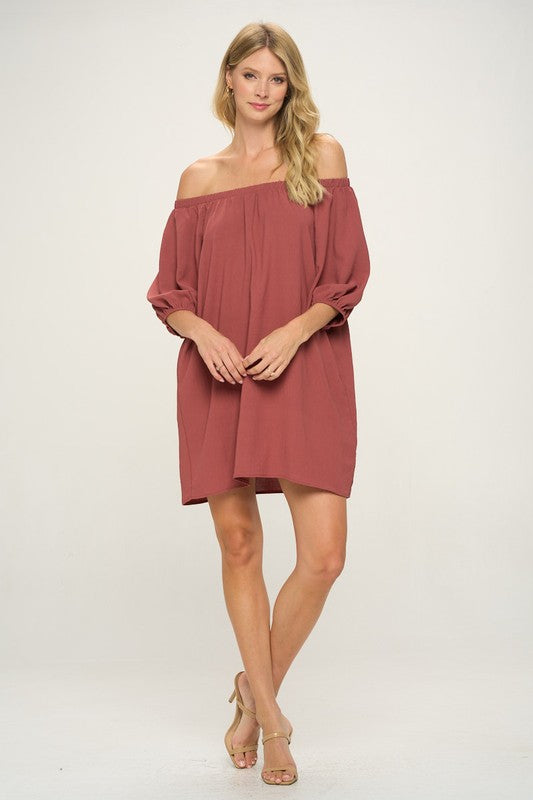 short off the shoulder pocket dress