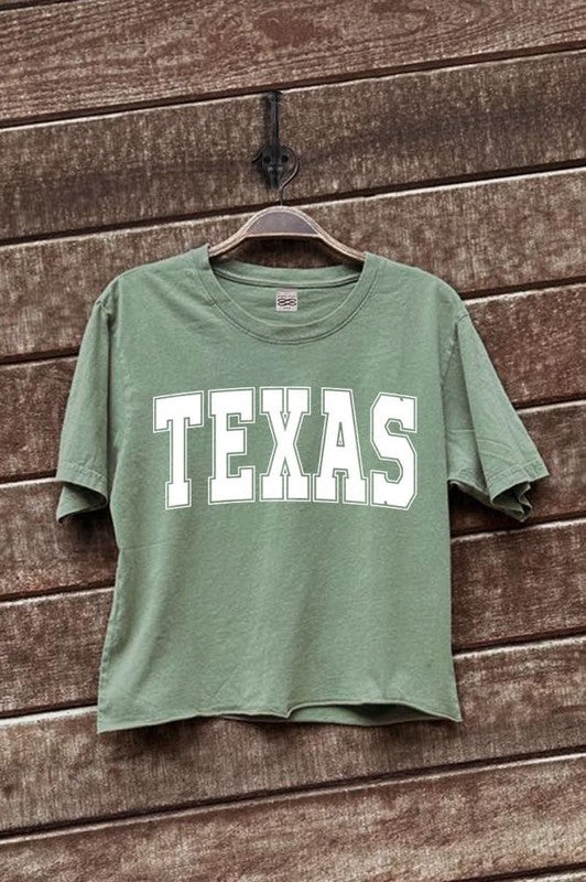 sage green cropped texas t-shirt