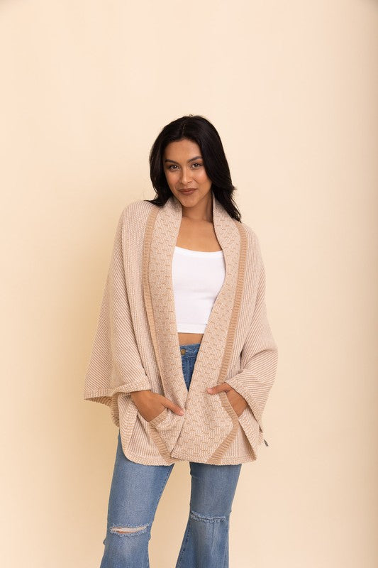 beige knit shawl cardigan