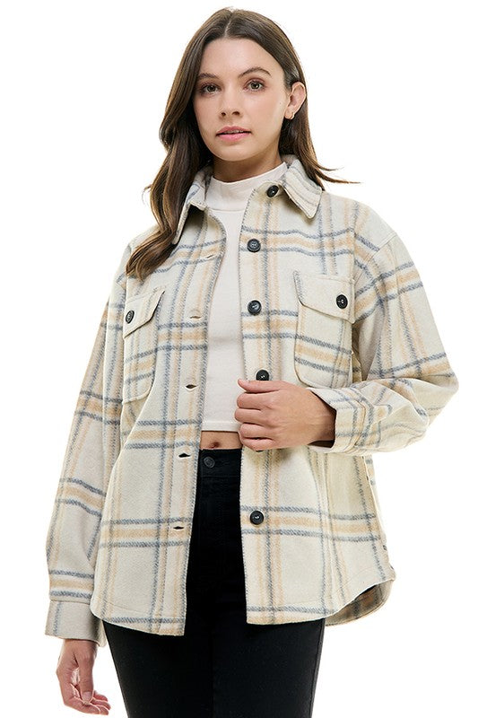 cream plaid shacket