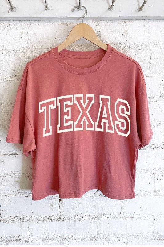Short Sleeve Texas Puff Graphic Long Crop Tee