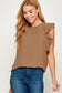 brown ruffle sleeve basic top