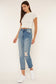 nature denim high rise two tone striped straight leg jeans