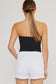 white high rise stretchy denim shorts
